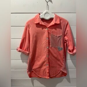ANGELA MARA – CORAL SHIRT WITH GLITTER HEART size M
